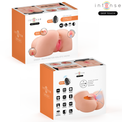 Intense deep touch - masturbador vaginal ginger com efeitos de sucção, calor, vibração e voz, com controle remoto, 5,3 kg intense bodies & masturbators caliente. Pt