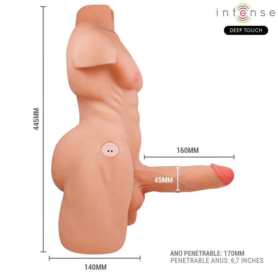 INTENSE DEEP TOUCH - TORSO MARTY COM ÂNUS E DILDO REALISTA COM FUNÇÃO DE PRESSÃO E VIBRAÇÃO, CONTROLE REMOTO, 6,2 KG 6 Intense deep touch - torso marty com ânus e dildo realista com função de pressão e vibração, controle remoto, 6,2 kg - image 6
