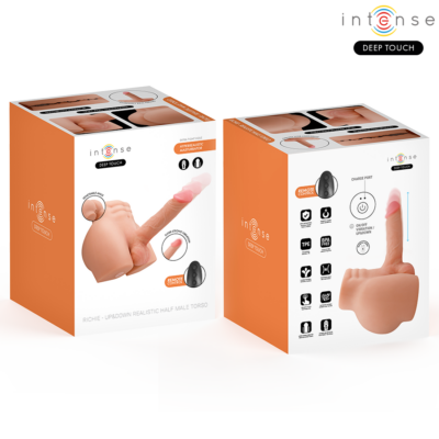 Intense deep touch - torso richie com ânus e dildo realista com função de empurrar e vibrar, controle remoto, 4,7 kg intense bodies & masturbators caliente. Pt