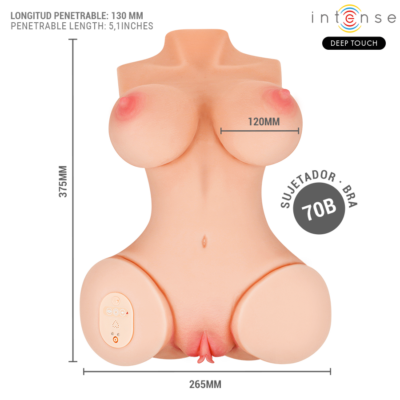 Intense deep touch - vero torso, vagina com sucção, calor, vibração e efeitos de voz com controle remoto 5,5 kg intense bodies & masturbators caliente. Pt