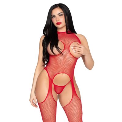 Leg avenue - 89374 body sem bojo e calcinha vermelha - tamanho único