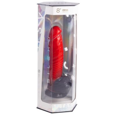 Silexd - devil dildo fantasia de silicone líquido termoreativo vermelho e preto 20,3 cm silexd caliente. Pt