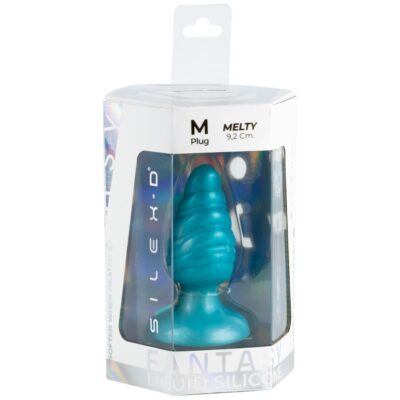 Silexd - melty plug anal de derretimento fantasy de silicone líquido termoreativo azul celestial 9,2 cm silexd caliente. Pt