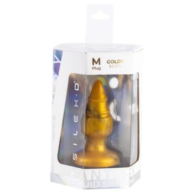 Silexd - goldy plug anal fantasy de silicone líquido termoreativo dourado 9,2 cm silexd caliente. Pt