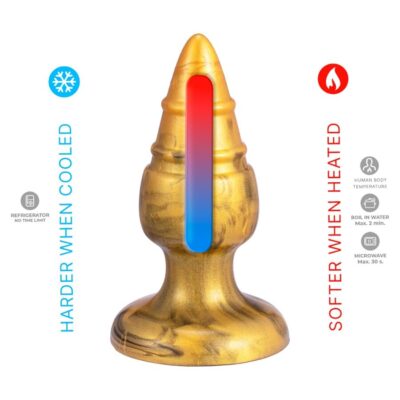 Silexd - goldy plug anal fantasy de silicone líquido termoreativo dourado 9,2 cm silexd caliente. Pt