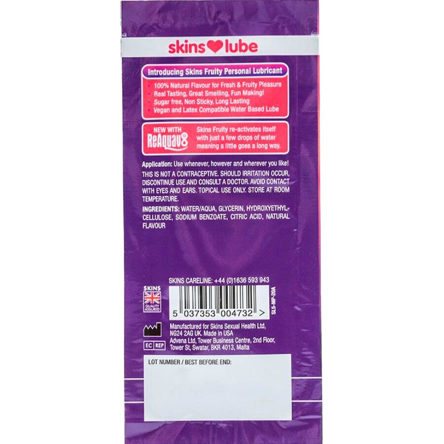 SKINS - LUBRIFICANTE À BASE DE ÁGUA COM SABOR FRUTADO DE MANGA E MARACUJÁ - DOSE ÚNICA DE 5 ML 2 Skins - lubrificante à base de água com sabor frutado de manga e maracujá - dose única de 5 ml - image 2