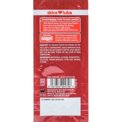 Alternative view of SKINS - LUBRIFICANTE À BASE DE ÁGUA COM SABOR FRUTADO DE MORANGO - DOSE ÚNICA DE 5 ML