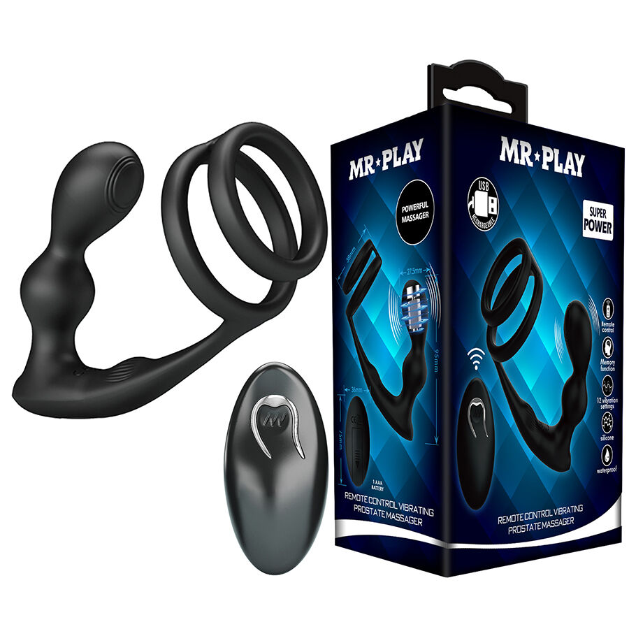 MR PLAY - PLUG ANAL VIBRATÓRIO COM ANEL PENIANO E CONTROLE REMOTO 1 Mr play - plug anal vibratório com anel peniano e controle remoto