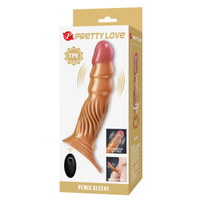 Pretty love - capa peniana texturizada com vibração e controle remoto pretty love male caliente. Pt