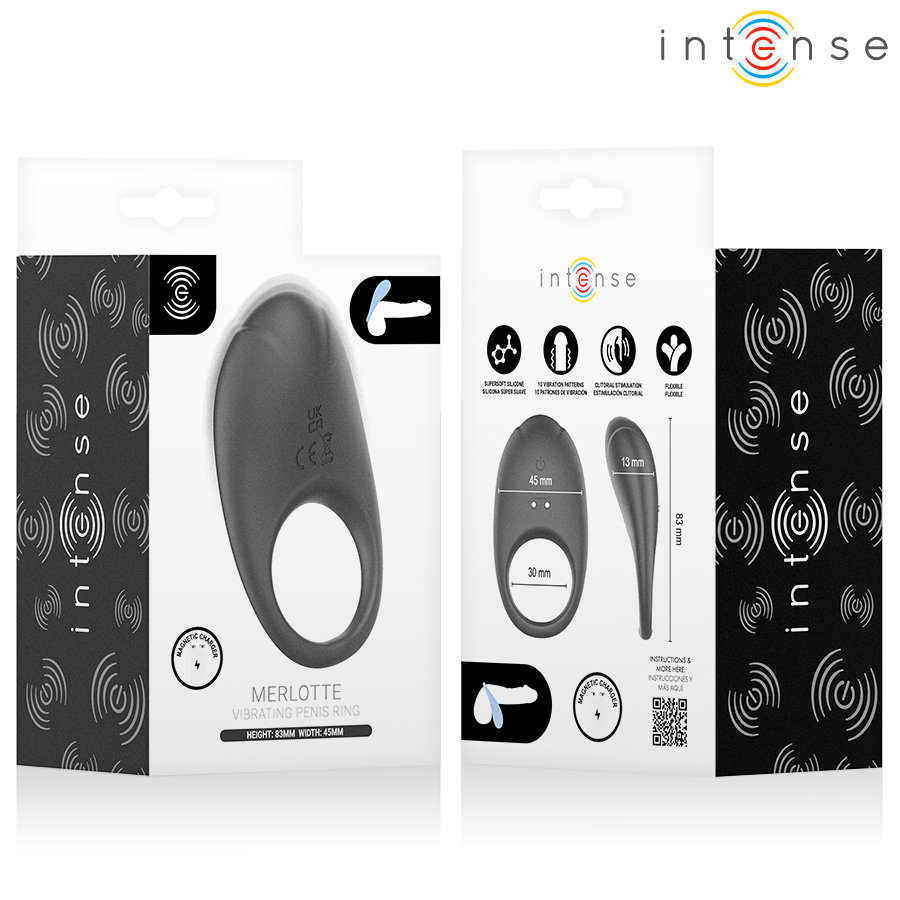 INTENSE - MERLOTTE ANILLO VIBRADOR CON ESTIMULACIÓN DE CLÍTORIS NEGRO 9 Intense - merlotte anillo vibrador con estimulación de clítoris negro - image 9