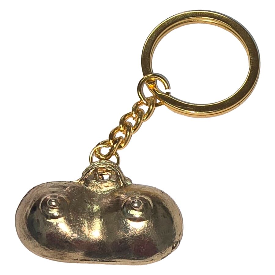 DIABLO PICANTE - CHAVEIRO DE METAL DOURADO COM SEIOS 1 Diablo picante - chaveiro de metal dourado com seios