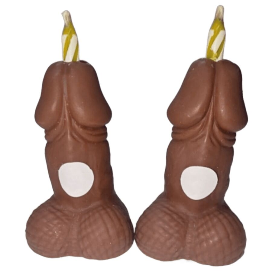 DIABLO PICANTE - VELAS DE ANIVERSÁRIO EM FORMATO DE PÊNIS, TOM ESCURO, 2 UNIDADES 1 Diablo picante - velas de aniversário em formato de pênis, tom escuro, 2 unidades