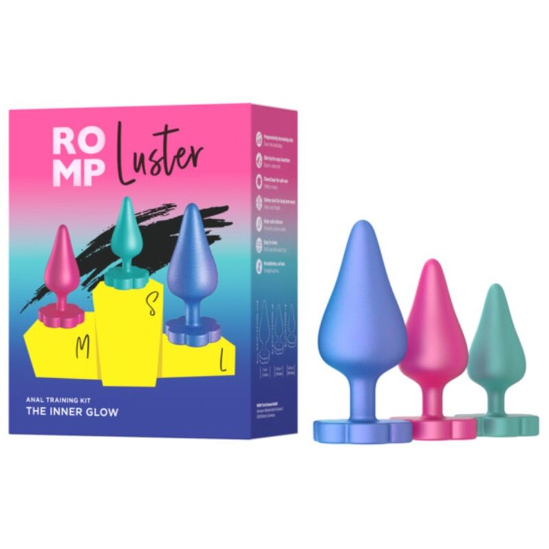 ROMP - KIT DE TREINAMENTO ANAL LUSTER P/M/G COM BASE EM FORMATO DE FLOR 6 Romp - kit de treinamento anal luster p/m/g com base em formato de flor - image 6