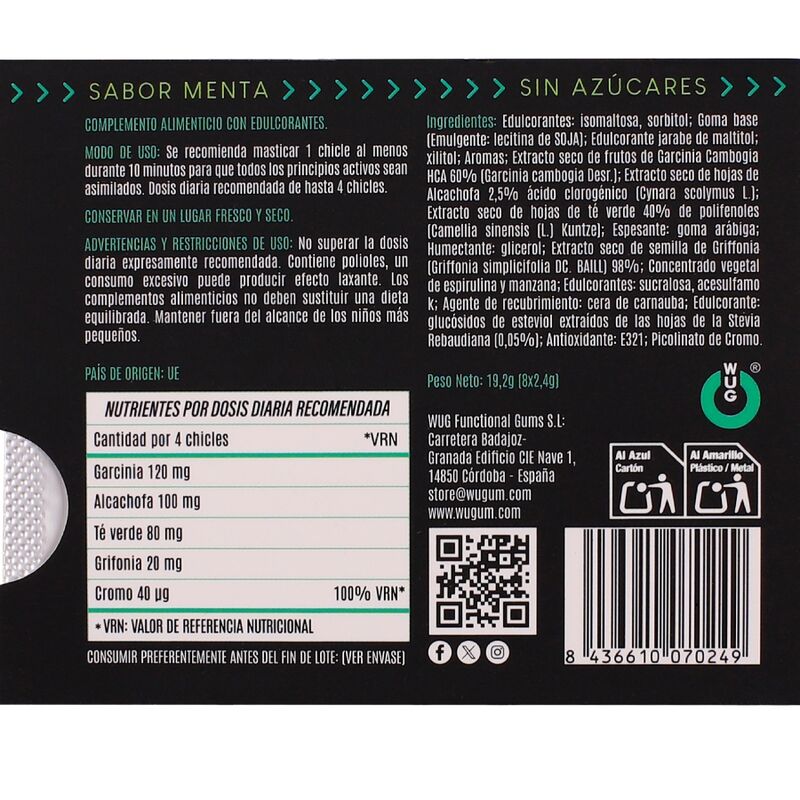 WUG DIET - GOMA DE HORTELÃ FUNCIONAL SEM AÇÚCAR, EM CARTELA COM 8 UNIDADES 4 Wug diet - goma de hortelã funcional sem açúcar, em cartela com 8 unidades - image 4