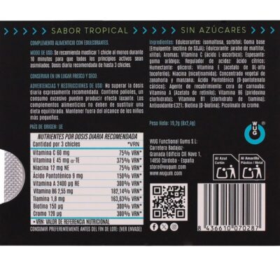 Wug multivit - multivitamínico funcional sabor tropical, 8 unidades em cartela wug gum caliente. Pt