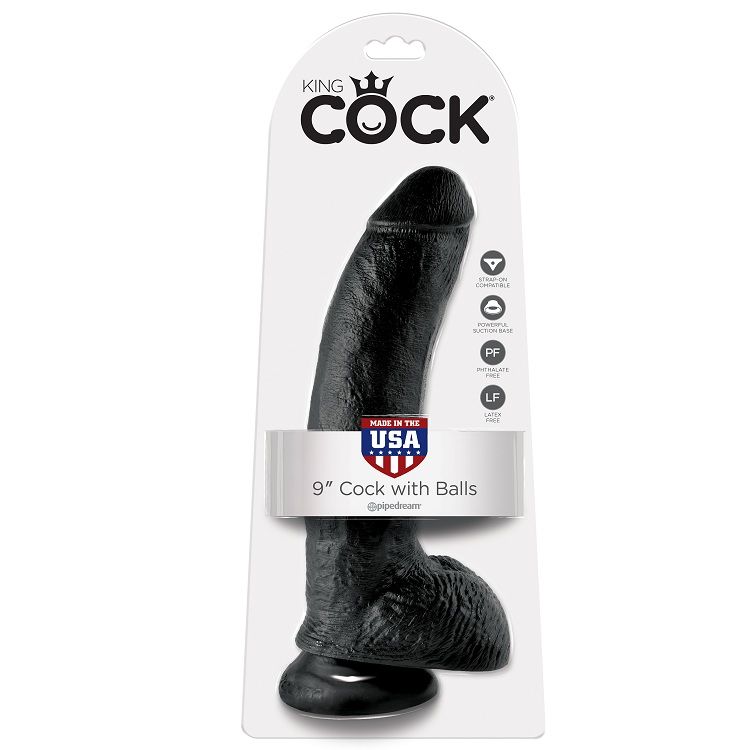 KING COCK - 9 DILDO PRETO COM BOLAS 22.9 CM 1 King cock - 9 dildo preto com bolas 22. 9 cm