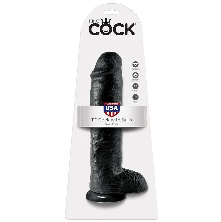 KING COCK - 11 DILDO PRETO COM BOLAS 28 CM 2 King cock - 11 dildo preto com bolas 28 cm - image 2