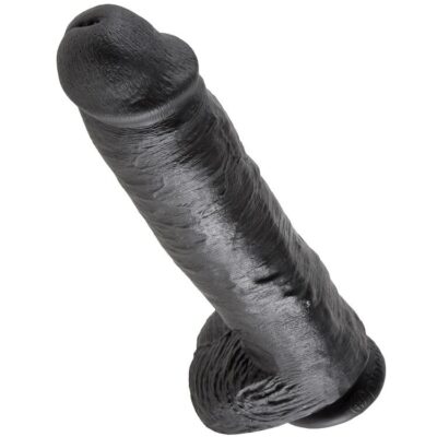 KING COCK - 11 DILDO PRETO COM BOLAS 28 CM