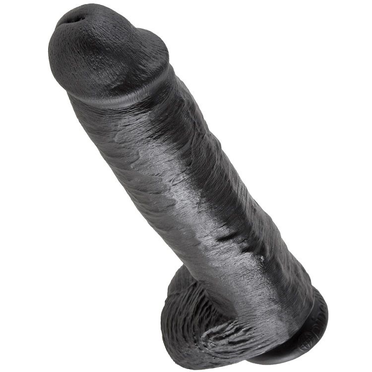 KING COCK - 11 DILDO PRETO COM BOLAS 28 CM 1 King cock - 11 dildo preto com bolas 28 cm