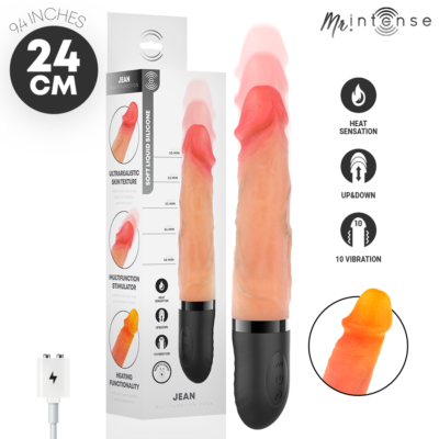MR INTENSE - VIBRADOR JEAN UP&DOWN DE SILICONE COM EFEITO DE CALOR 24 CM -Ø- 3,8 CM