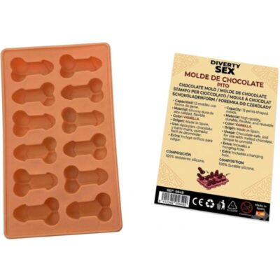 DIABLO PICANTE - FORMA DE CHOCOLATE COM 12 PÊNIS DE SILICONE PARA PENDURAR - BAUNILHA