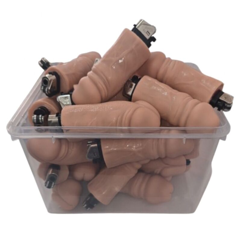 DIABLO PICANTE - POTE COM 30 ISQUEIROS EM FORMATO DE PÊNIS DE CARNE 1 Diablo picante - pote com 30 isqueiros em formato de pênis de carne