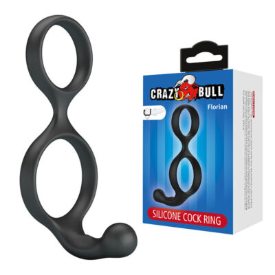 Alternative view of CRAZY BULL - ANEL DUPLO FLORIAN PARA PÊNIS E TESTÍCULOS PRETO