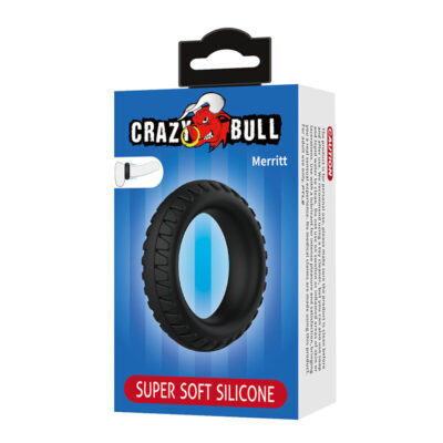 Crazy bull - anel peniano de silicone texturizado merritt preto crazy bull caliente. Pt