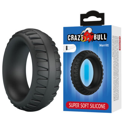 CRAZY BULL - ANEL PENIANO DE SILICONE TEXTURIZADO MERRITT PRETO