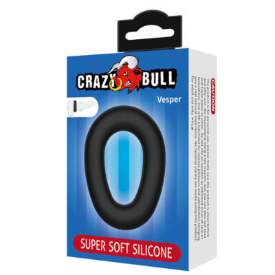 Crazy bull - anel peniano de silicone super macio vesper preto crazy bull caliente. Pt