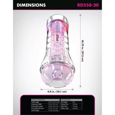 Pdx elite - viewtube xxl led transparent stroker 27,3 cm pdx elite caliente. Pt