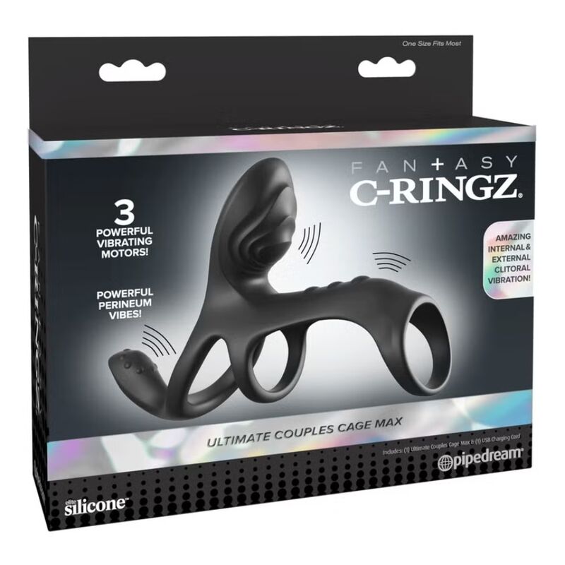 FANTASY C-RINGZ - ULTIMATE COUPLES CAGE MAX ANEL PENIANO VIBRATÓRIO 19,5 CM 5 Fantasy c-ringz - ultimate couples cage max anel peniano vibratório 19,5 cm - image 5