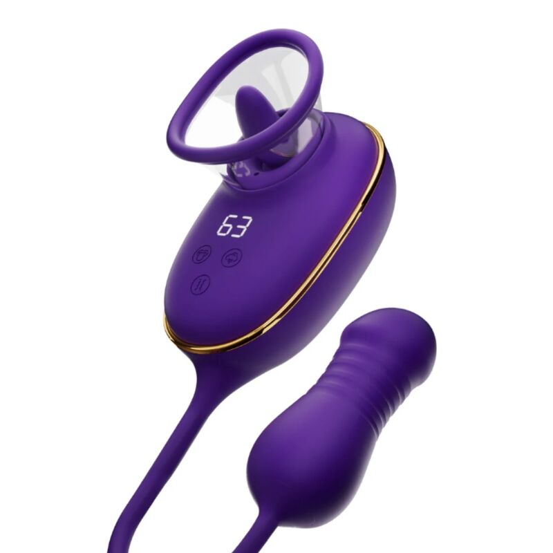 SHE.E.O - APARELHO DE SUCÇÃO CLITORIANA COM EFEITO DE LAMBIDA E ESTIMULADOR ANAL ROXO 1 She. E. O - aparelho de sucção clitoriana com efeito de lambida e estimulador anal roxo