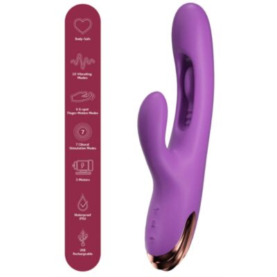 Alternative view of SHE.E.O - VIBRADOR RABBIT PARA PONTO G COM MOVIMENTO DIGITAL ROXO