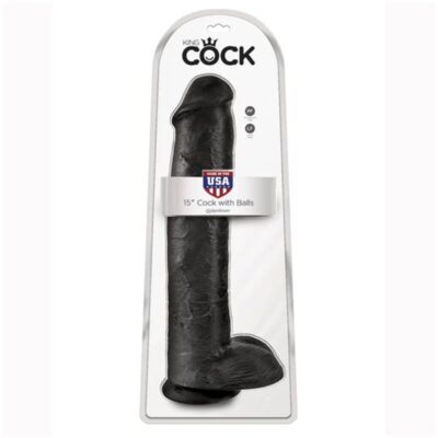 King cock - dildo realista com testículos 38 cm preto - image 5