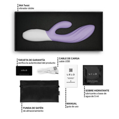 Lelo - ina twist vibrador duplo coelho para ponto g e clitóris lavanda - image 6