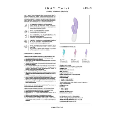Lelo - ina twist vibrador duplo coelho para ponto g e clitóris lavanda - image 7