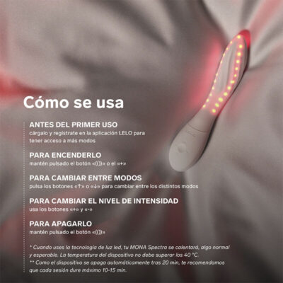 Lelo - mona spectra massageador íntimo de luz vermelha recarregável controlado por aplicativo - image 5