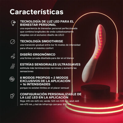 Lelo - mona spectra massageador íntimo de luz vermelha recarregável controlado por aplicativo - image 6