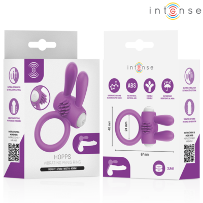Intense - anel peniano vibratório hopps com estimulação clitórica roxo intense for him caliente. Pt