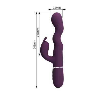 Pretty love - vibrador loursen rabbit com movimento de impulso e 7 vibrações, recarregável via usb, roxo - image 11