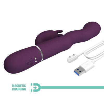 Pretty love - vibrador loursen rabbit com movimento de impulso e 7 vibrações, recarregável via usb, roxo - image 9