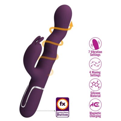Pretty love - vibrador loursen rabbit com movimento de impulso e 7 vibrações, recarregável via usb, roxo - image 4