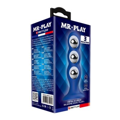 Mr play - plug anal com bolinhas de metal e ventosa azul - image 6