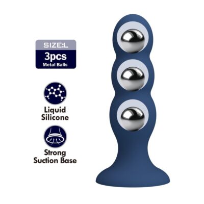 Alternative view of MR PLAY - PLUG ANAL COM BOLINHAS DE METAL E VENTOSA AZUL