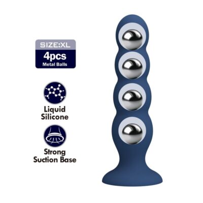 Alternative view of MR PLAY - PLUG ANAL COM 4 BOLINHAS DE METAL E VENTOSA AZUL