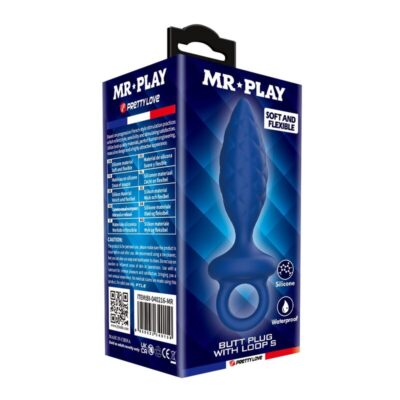 Mr play - plug anal texturizado com anel azul s - image 3