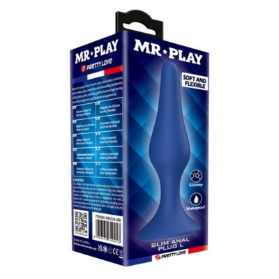 Mr play - plug anal de silicone fino azul l - image 3