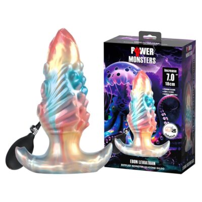 Power monsters - plug anal inflável fantasia tricolor leviathan de ébano 18 cm - image 9