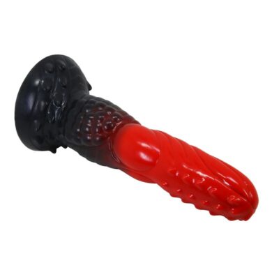 Power monsters - dildo de fantasia dragão de fogo com ventosa 24,5 cm ø 5,8 cm vermelho e preto power monsters caliente. Pt